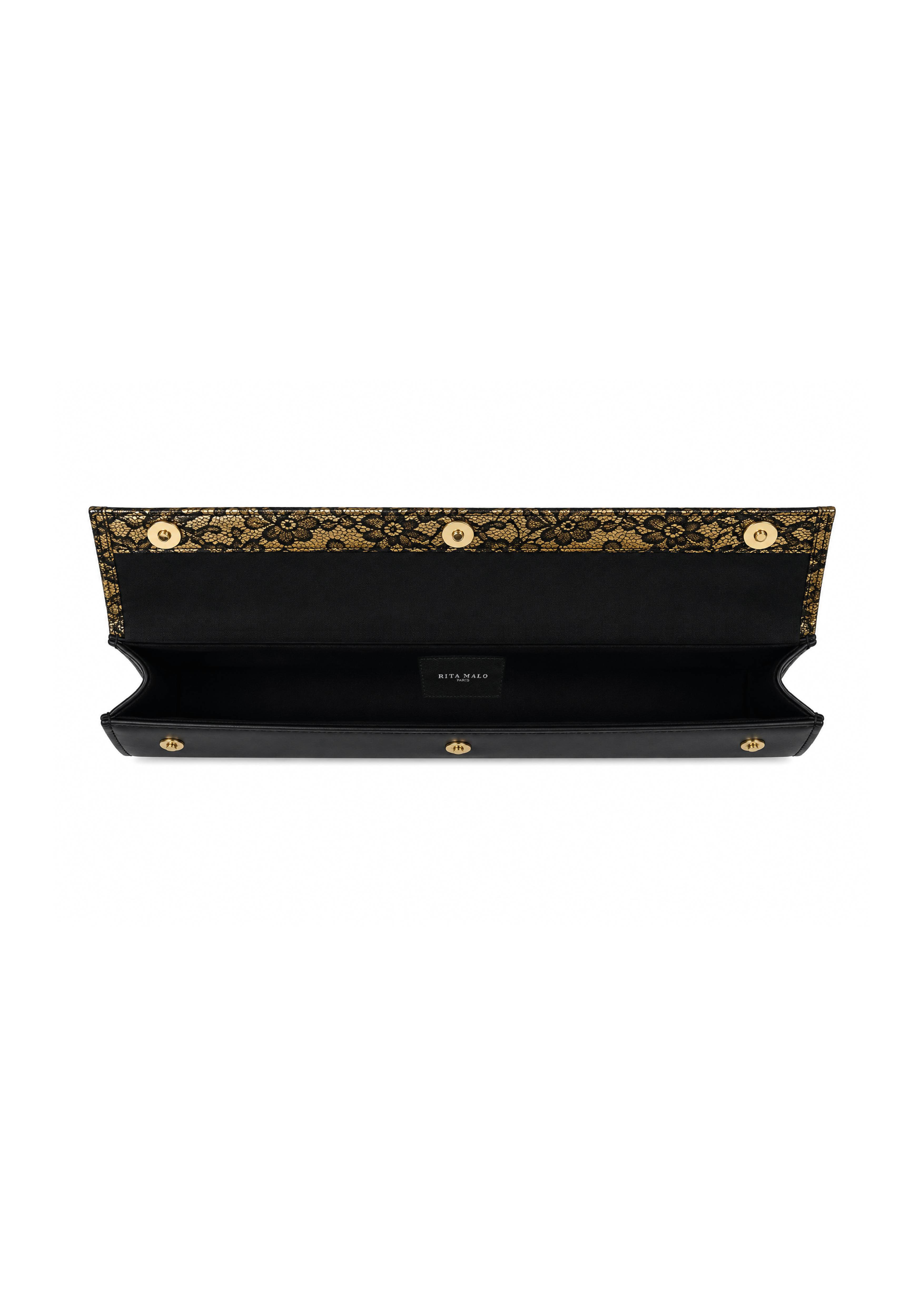 Pochette en dentelle et cuir de veau
