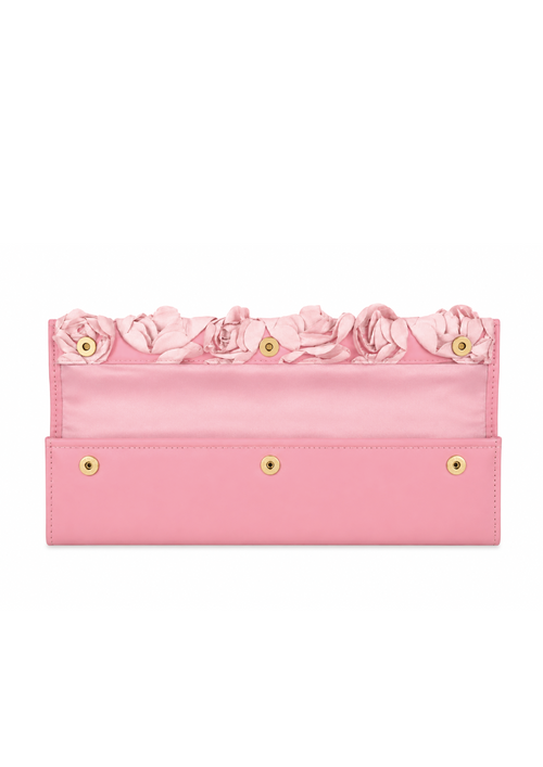 Pochette en cuir de veau ornée de fleurs
