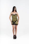 Robe imprimé patchwork bordée de dentelle