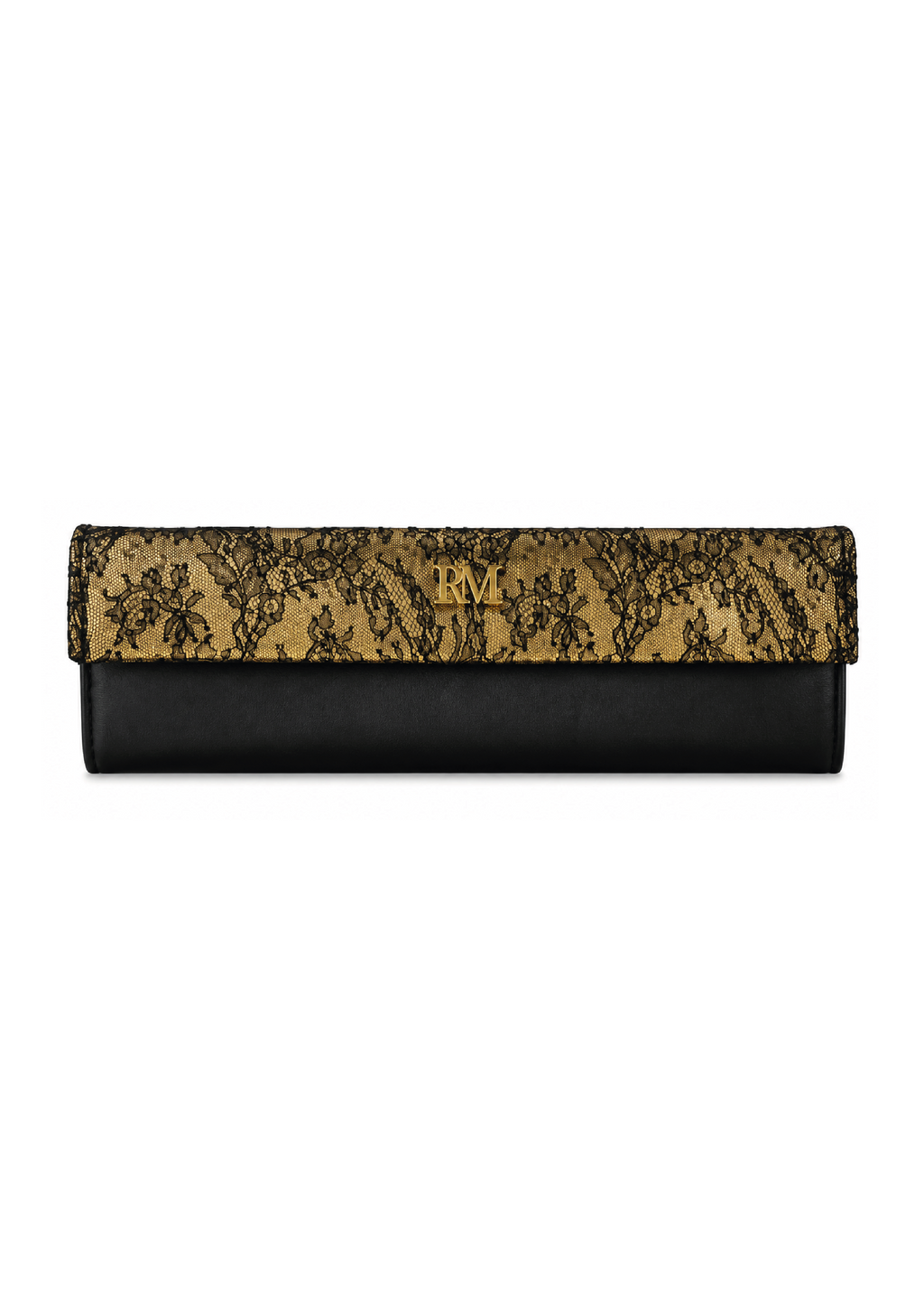 Pochette en dentelle et cuir de veau