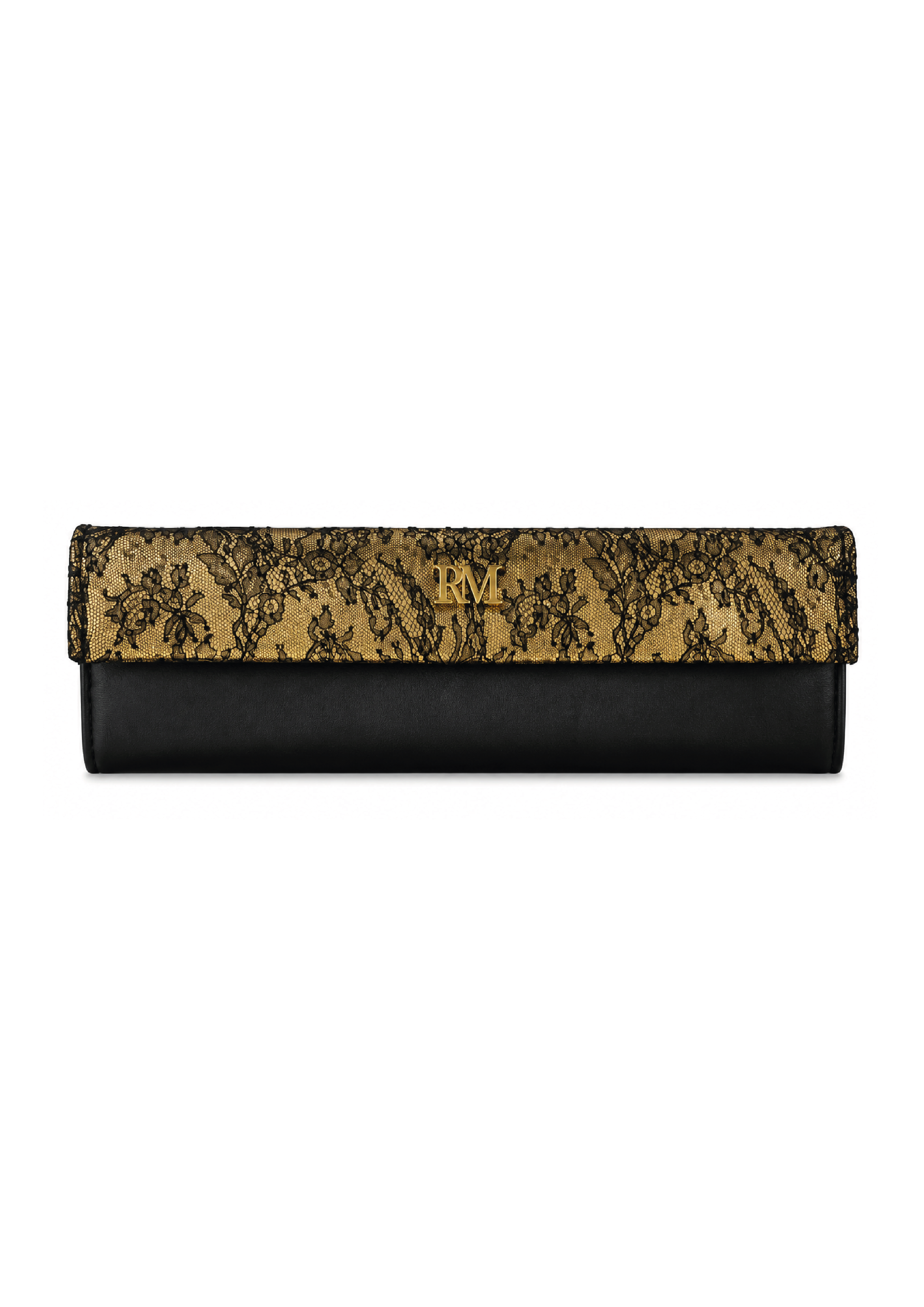 Pochette en dentelle et cuir de veau