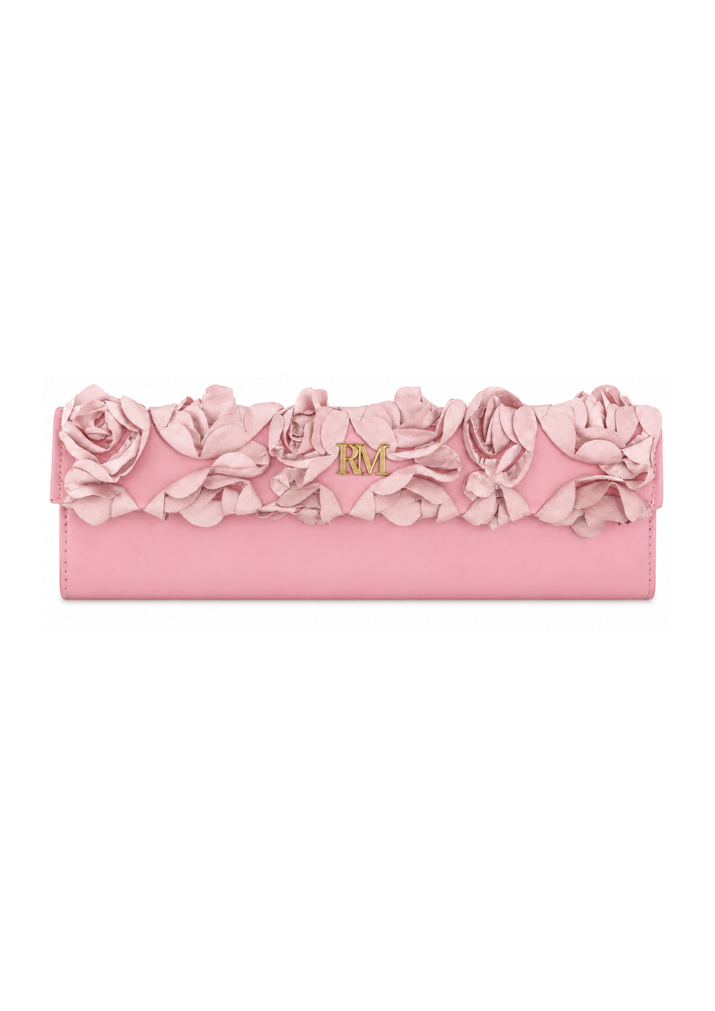 Pochette en cuir de veau ornée de fleurs