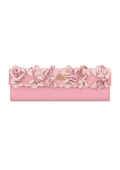 Pochette en cuir de veau ornée de fleurs