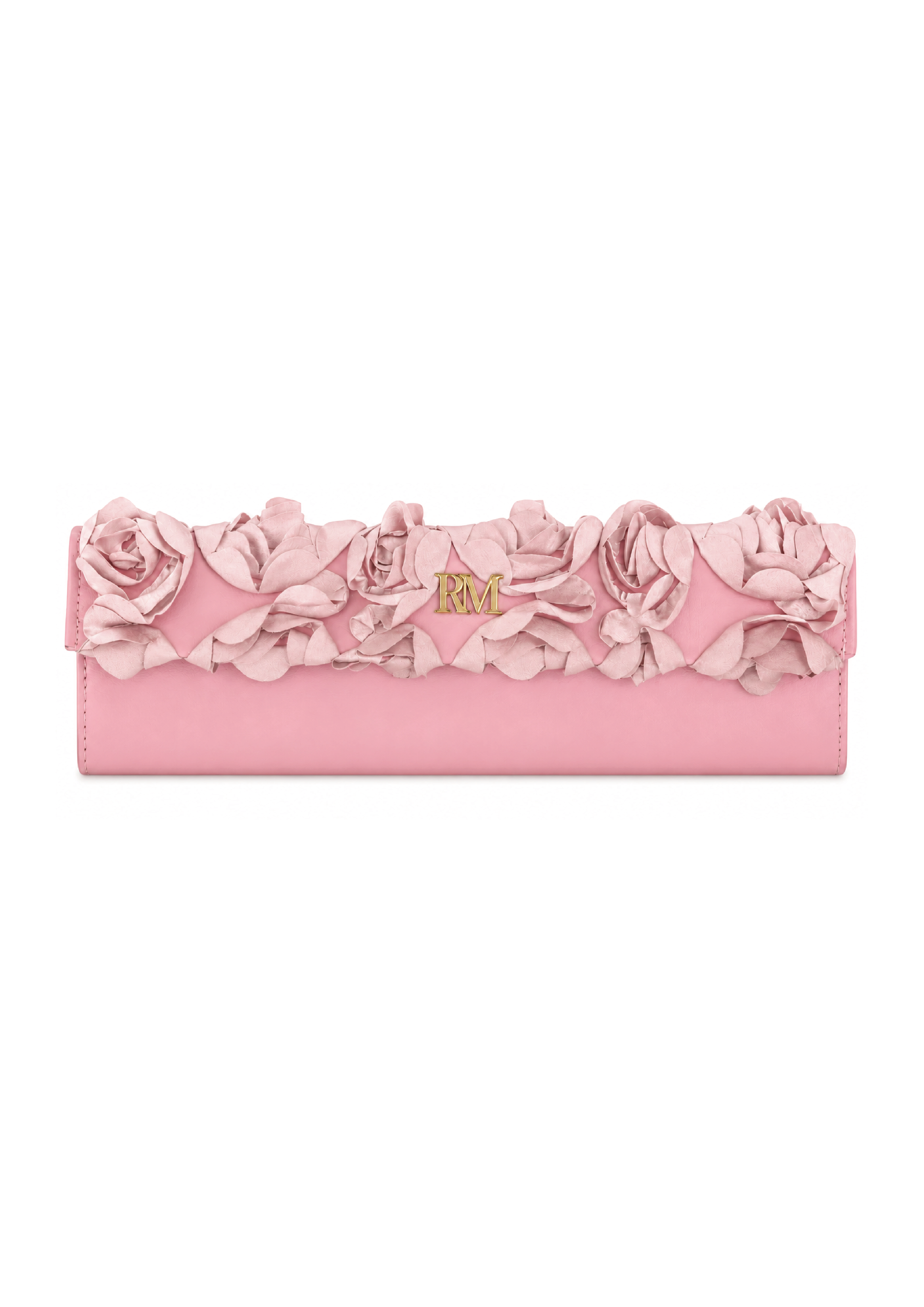 Pochette en cuir de veau ornée de fleurs