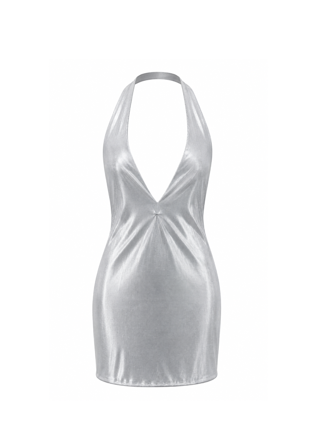 Robe moulante satinée à décolleté plongeant