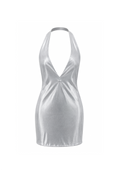 Robe moulante satinée à décolleté plongeant