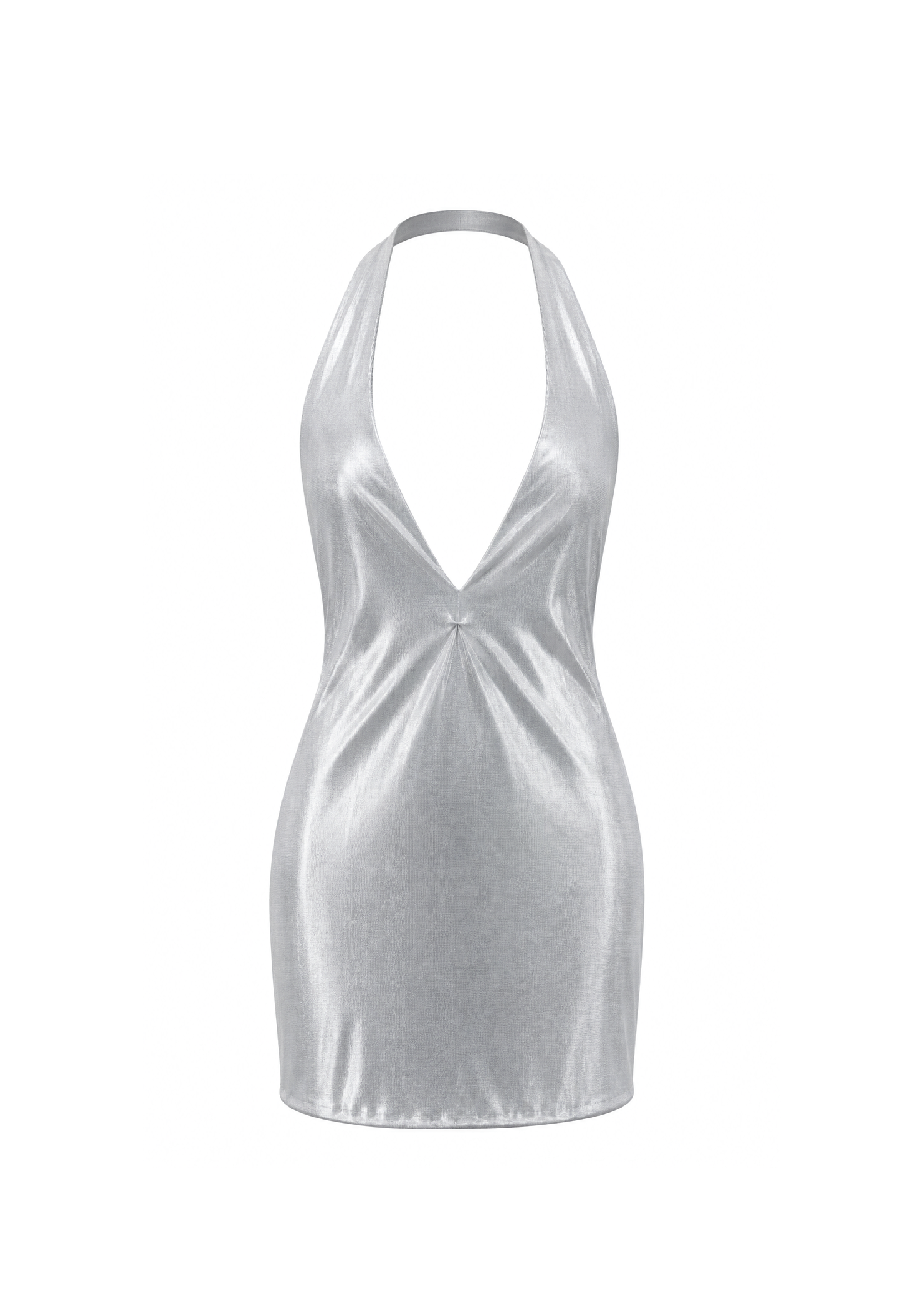 Robe moulante satinée à décolleté plongeant