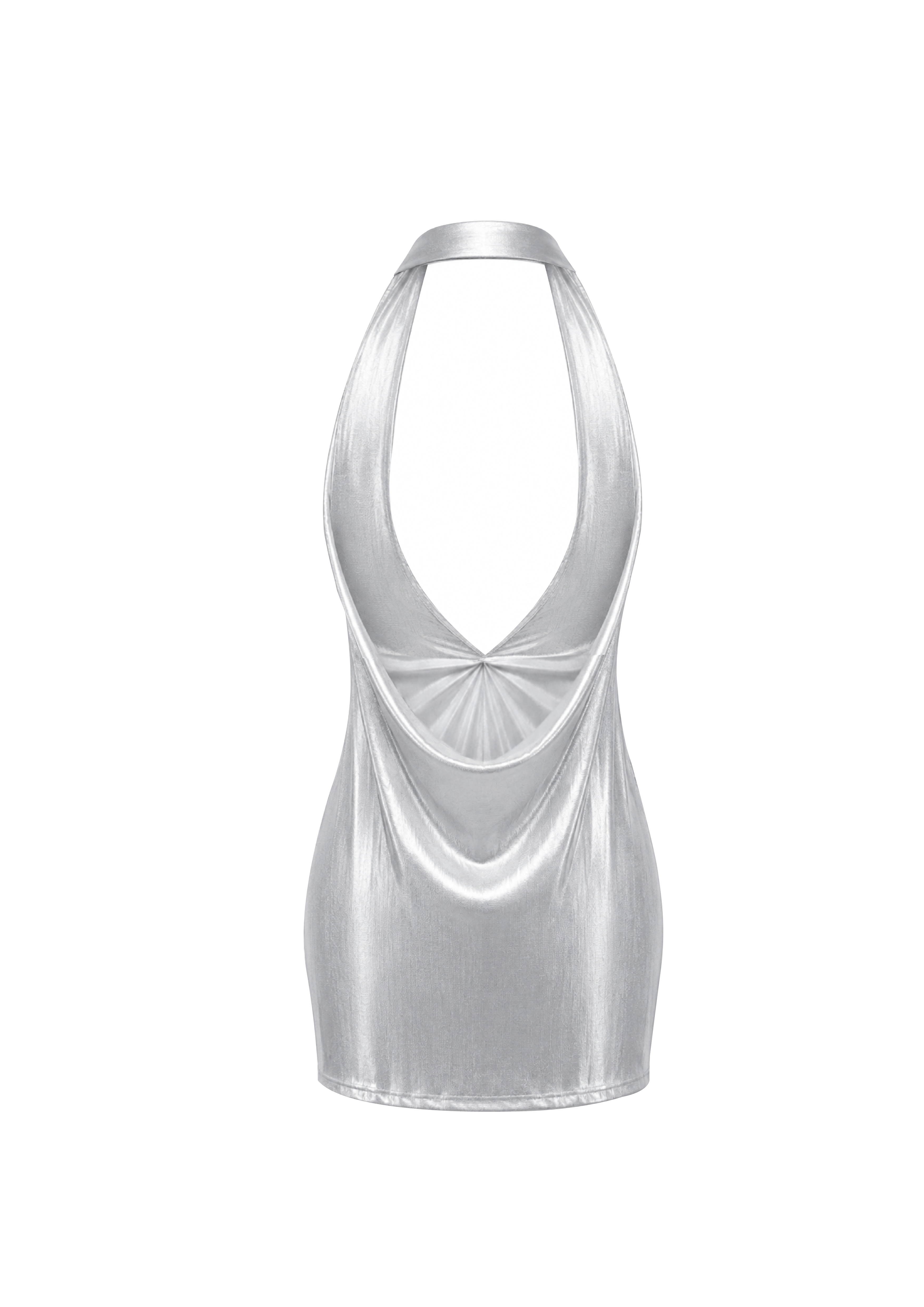 Robe moulante satinée à décolleté plongeant