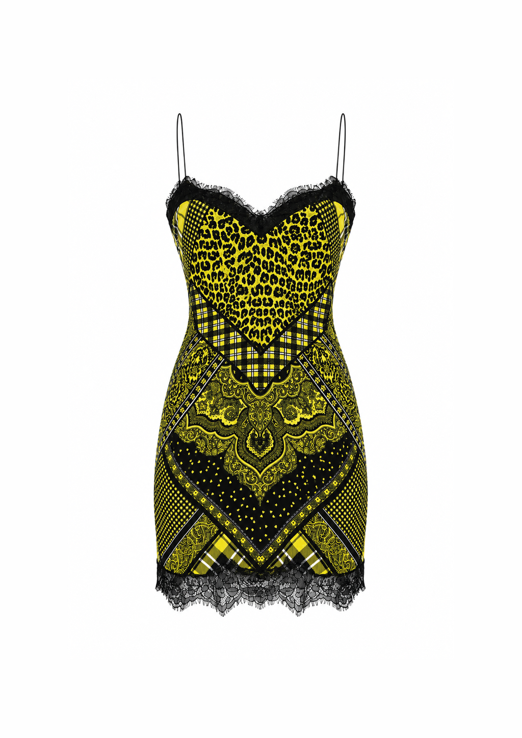 Robe imprimé patchwork bordée de dentelle