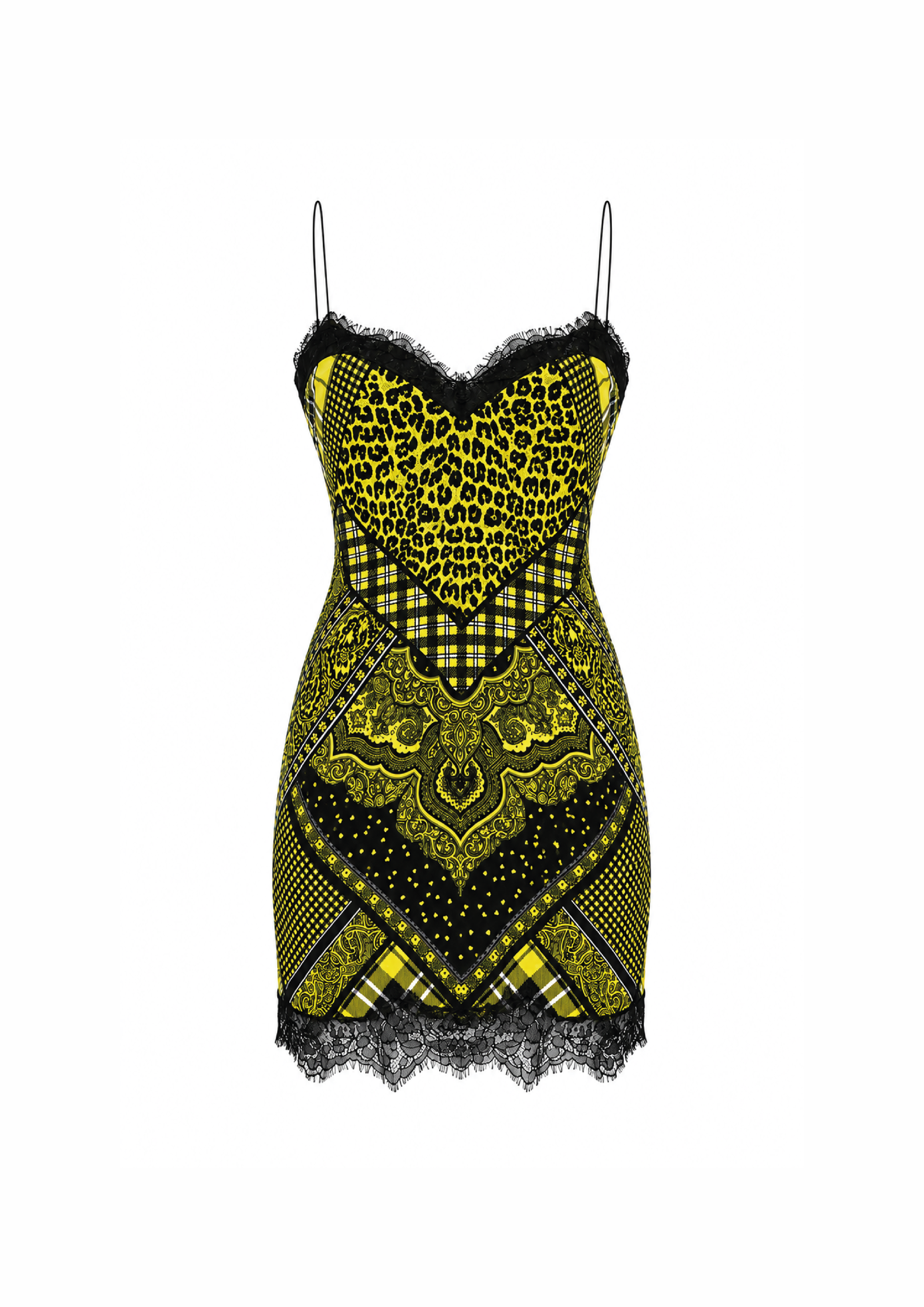 Robe imprimé patchwork bordée de dentelle