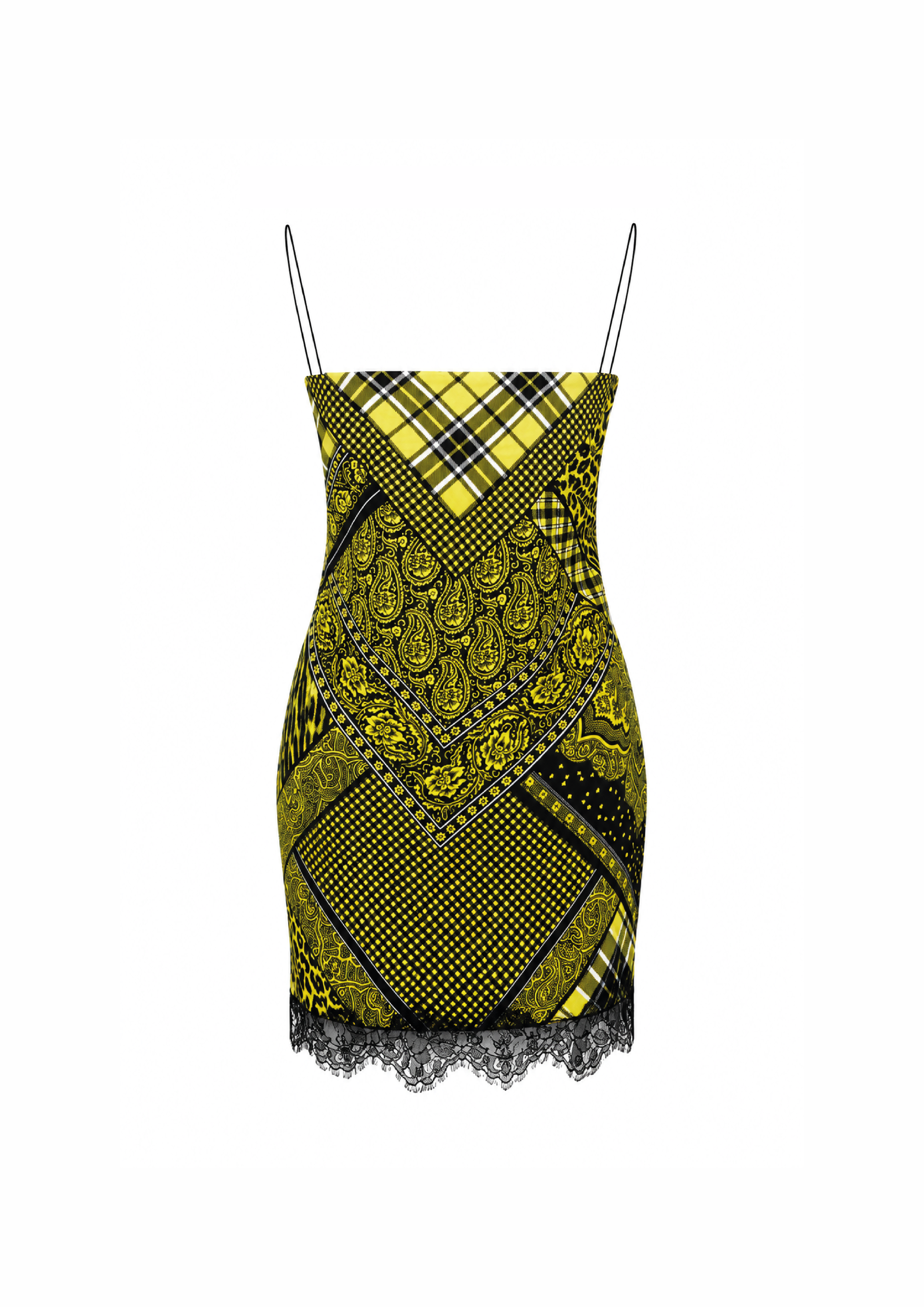 Robe imprimé patchwork bordée de dentelle