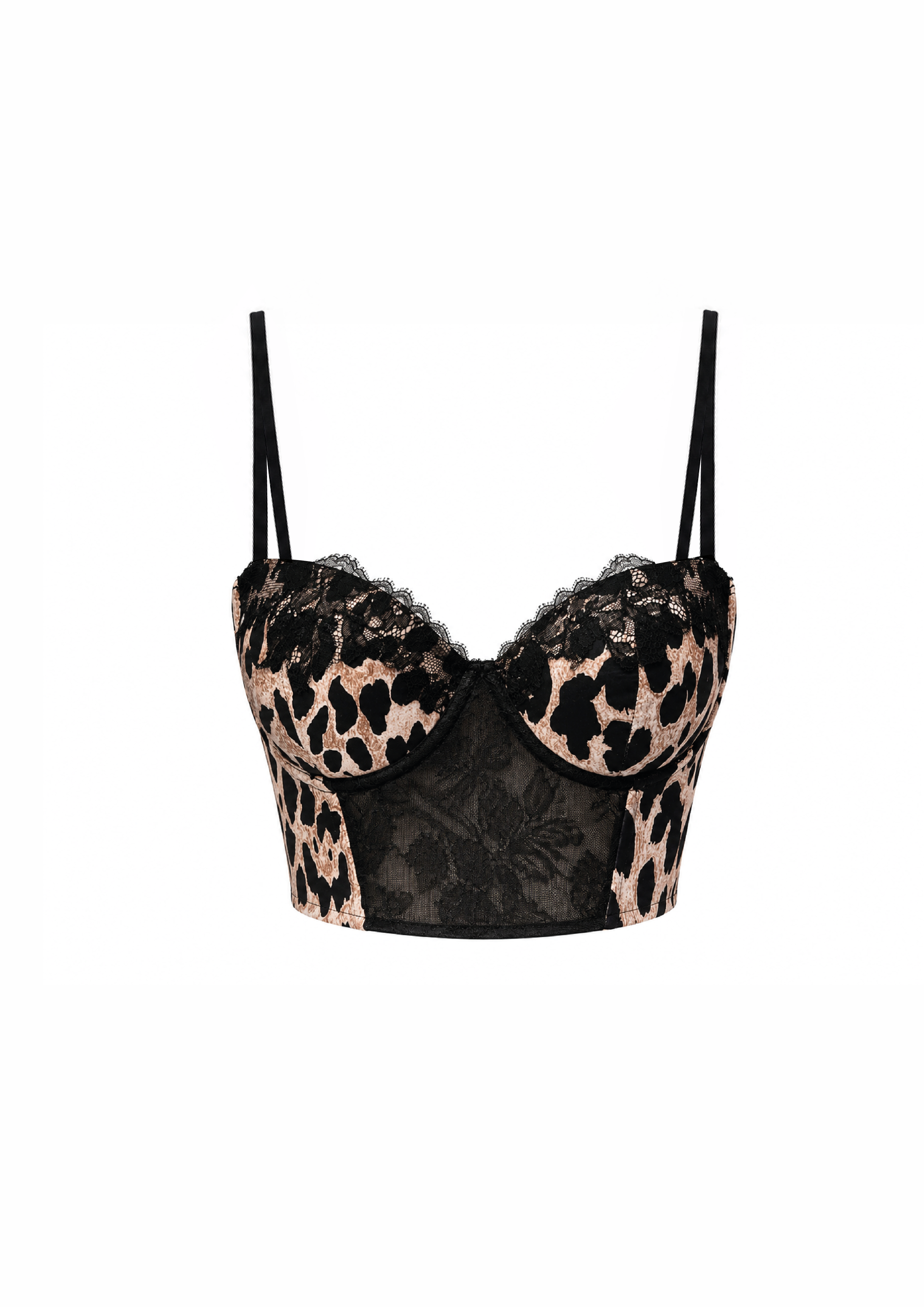 Bustier à fines bretelles imprimé léopard