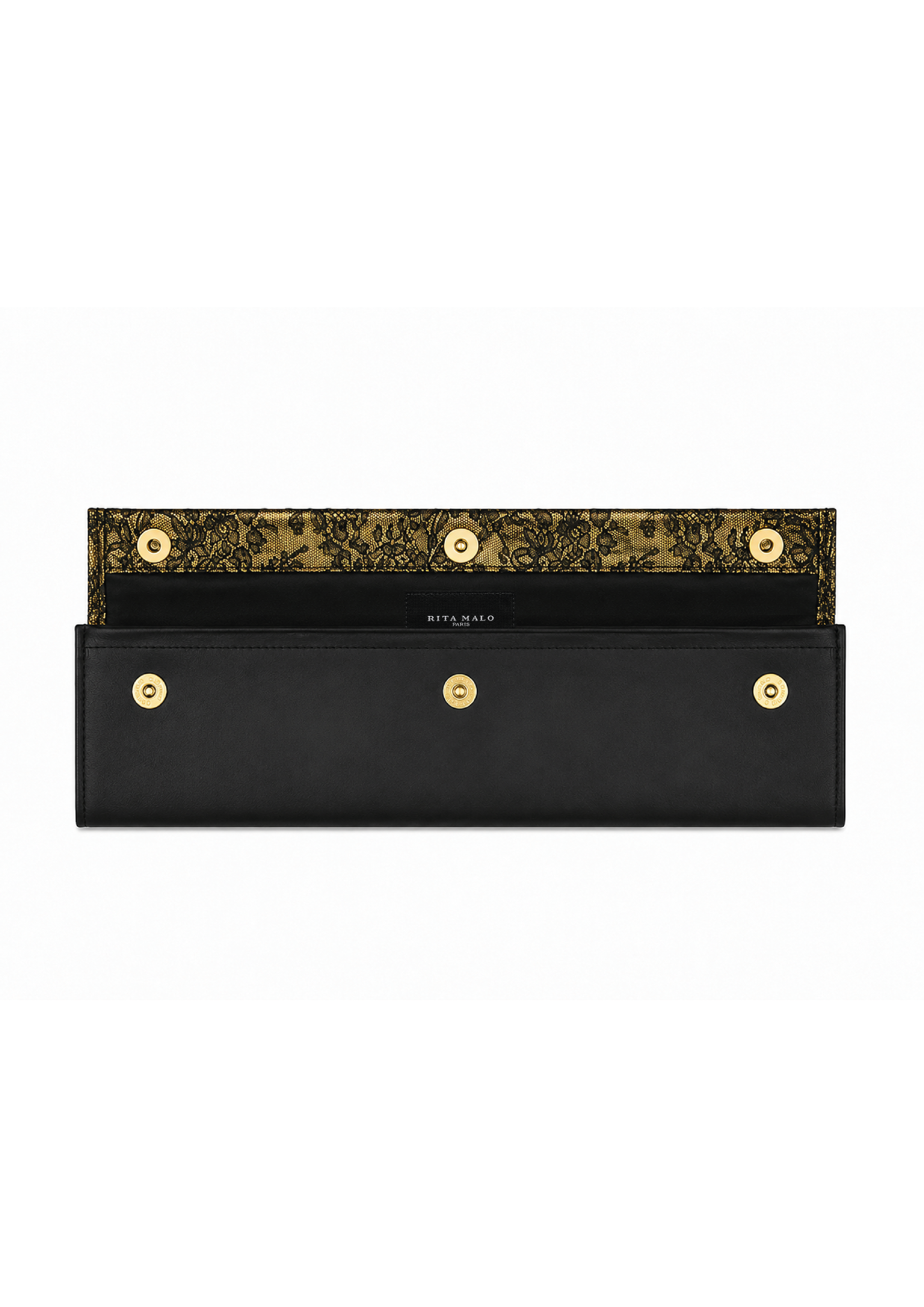 Pochette surdimensionnée en dentelle et cuir de veau