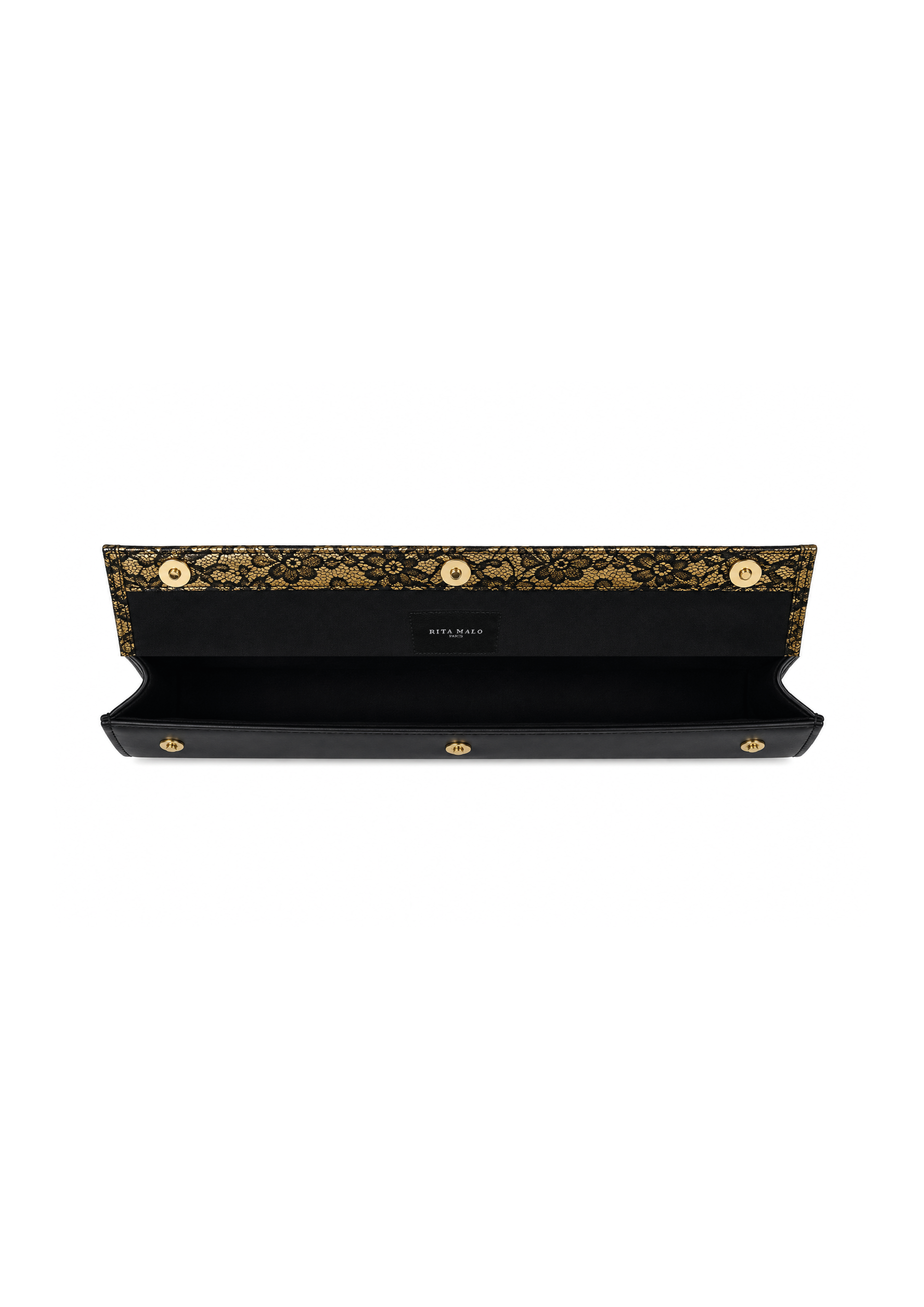 Pochette surdimensionnée en dentelle et cuir de veau